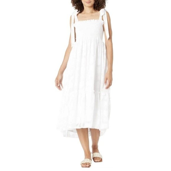 Lilly Pulitzer NWT Women's Rivera Smocked Midi-Dress - Resort White - Size Large - Picture 1 of 10